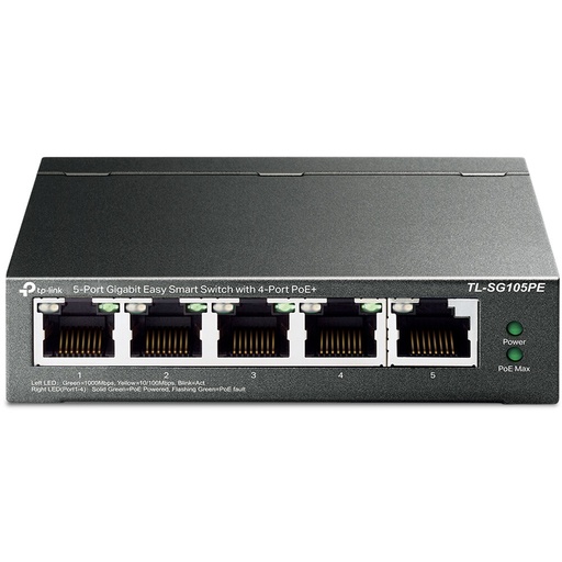 [TL-SG105PE] TP-Link 5 Port Gigabit Ethernet PoE Desktop Switch with 4 Ports, 55W