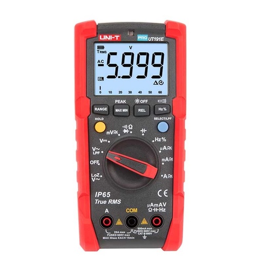 [UT191E] UNI-T  Industrial Digital Multimeter TRMS 6000 Count DMM 20A  600V Volt ACV LOZ LPF Tester GS/CE/cTUVus Certified