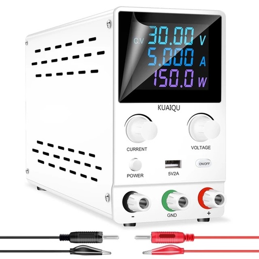 [IB135] White SPPS-B3010D 30V10A Color Screen Coding Double Knob DC Regulated Power Supply with Cable